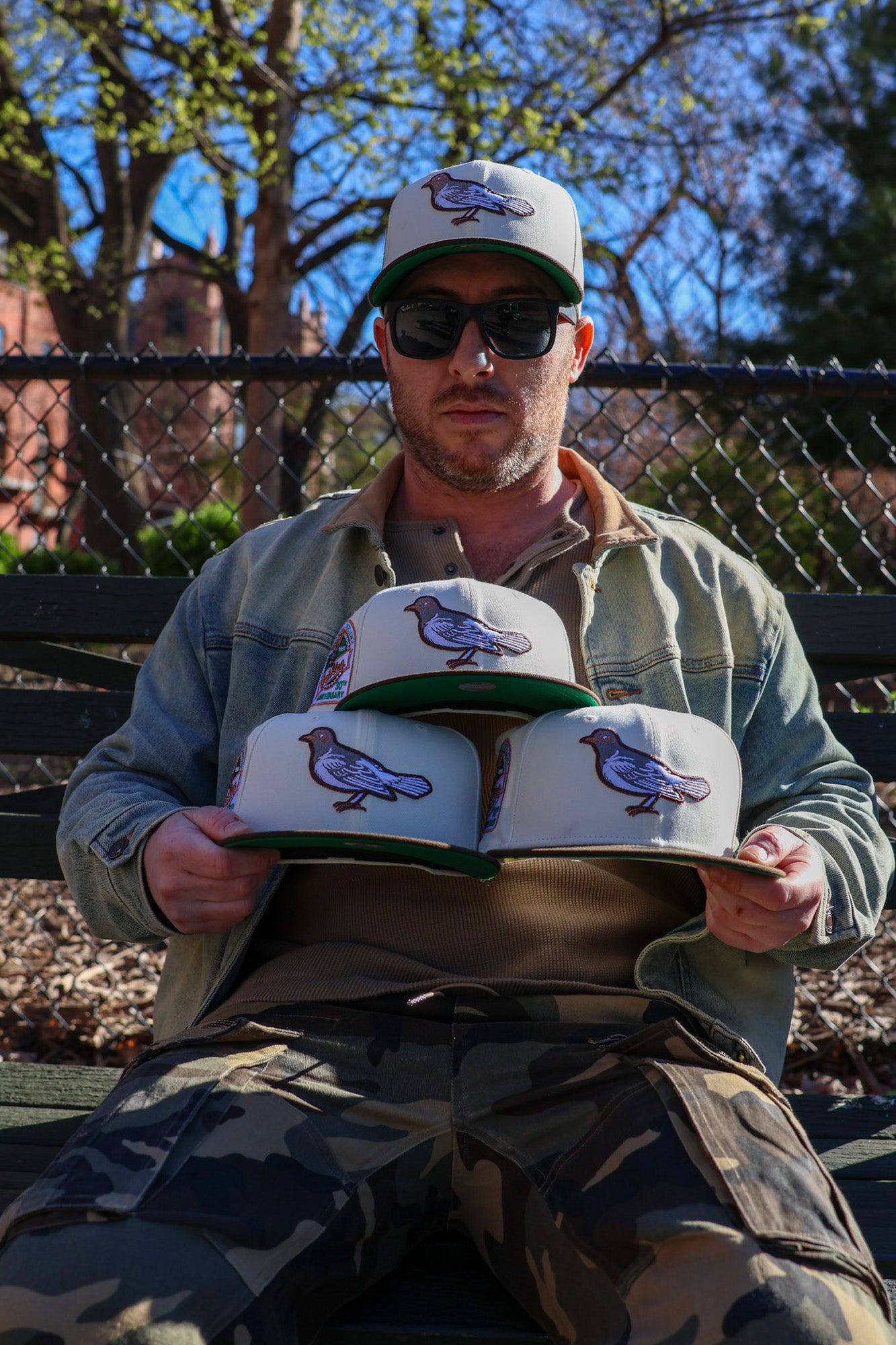 Highlark Orioles 1.0 fitted hat displayed on bench showing crown profile